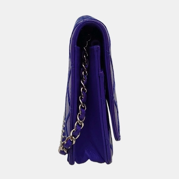 Chanel Classic Wallet On Chain WOC Quilted Lambskin Purple Silver Hardware - Picture 4 of 12